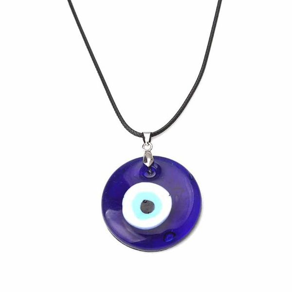 

pendant necklaces exquisite blue glass evil eye round pendants necklace fashion men women charms accessories creative party jewelry gift, Silver