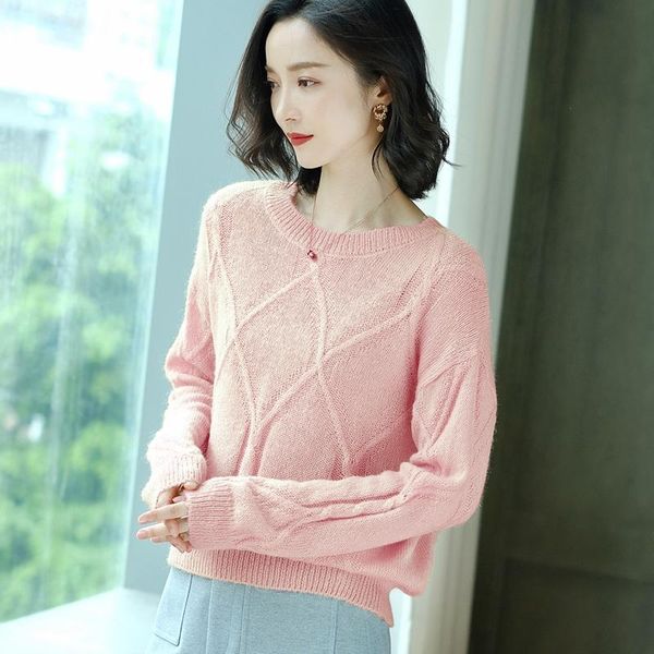 

women's sweaters 2021 autumn women wool sweater o-neck long sleeve knitted pullovers lady cashmere, White;black