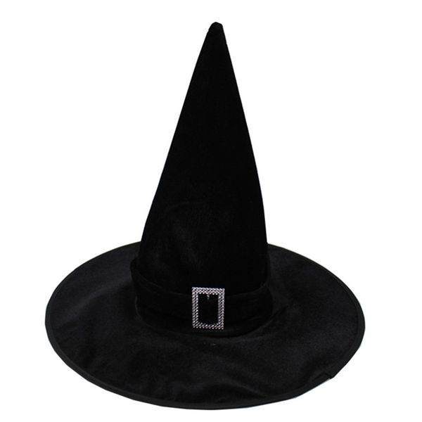 

halloween party witch wizard hat gauze printed pumpkin black pointed hat