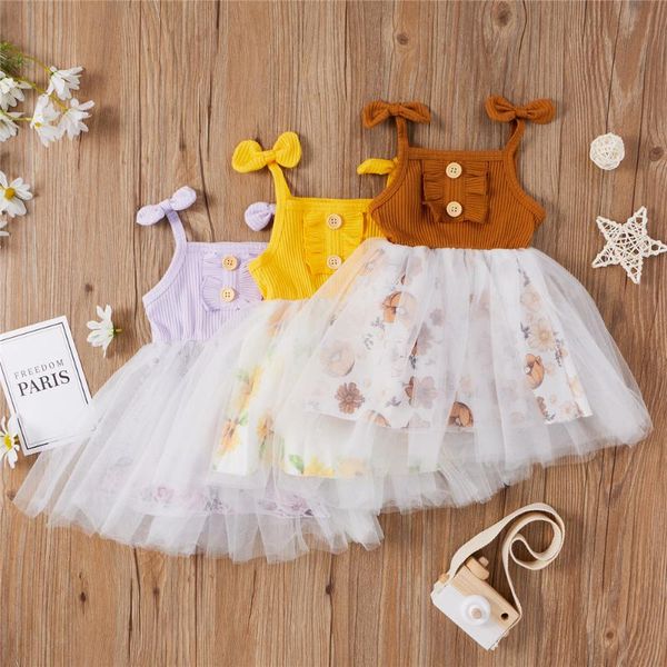 

girl's dresses wenazao baby kids dress floral print sleeveless stitching one piece sundress summer khaki yellow purple 6 months to 4 ye, Red;yellow