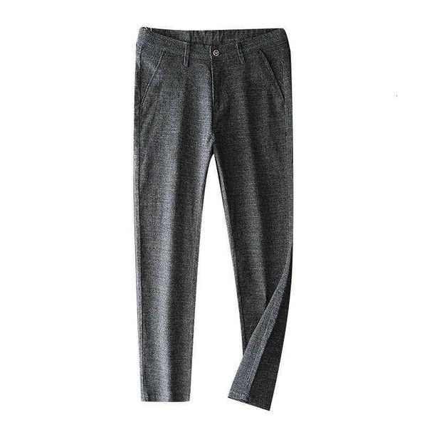 

men's jeans autumn slim fit elastic black plaid casual men's long pants, Blue