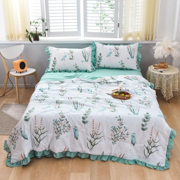 

bedding sets duvet cover set 4 pieces leaves pattern white and green ruffle bedclothes include bedsheet pillowcase comforter oceania
