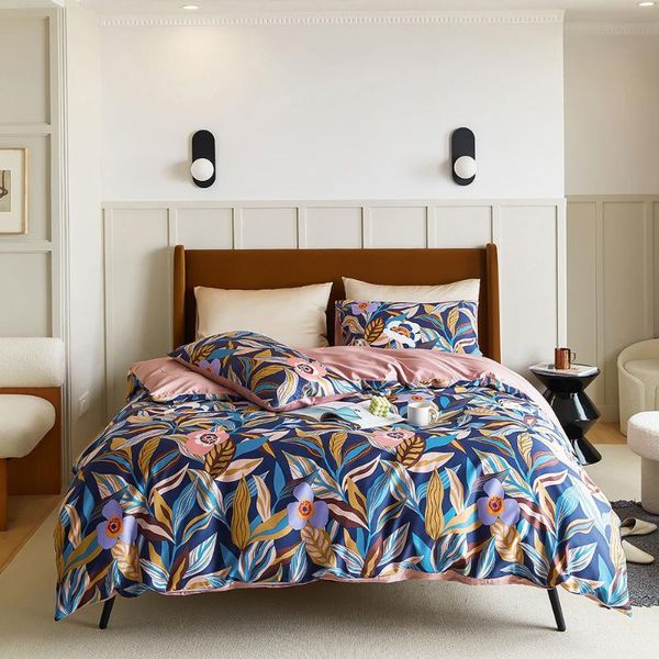 

bedding sets bohemian pastoral floral leaves duvet cover set luxury egyptian cotton bed linens  size fitted sheet 3-4 pieces