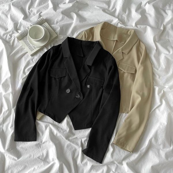 

women's suits & blazers 2021 autumn thin women fashion elegant pure color outwear korean style long sleeve vintage suit office ladies s, White;black