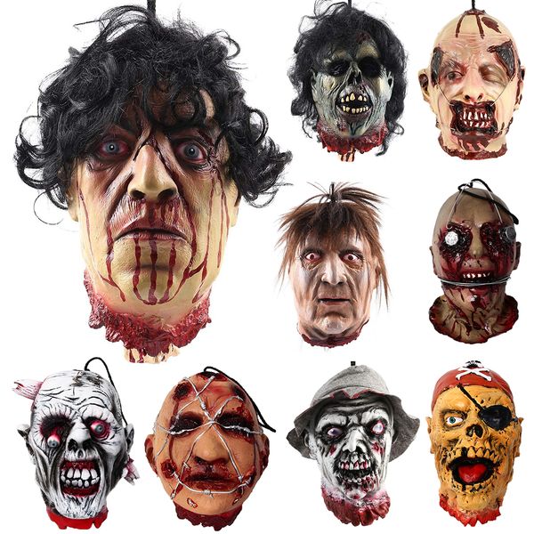 

costume accessories zombie props halloween horror party head hang ornaments haunted house scary decoration prank terror accessories, Silver
