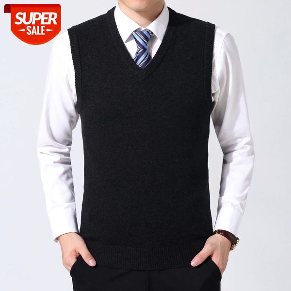 

sweater vest mens classic solid color v neck sleeveless pullover male knitted vest warm mens sweaters business casual vests #vy9d, White;black