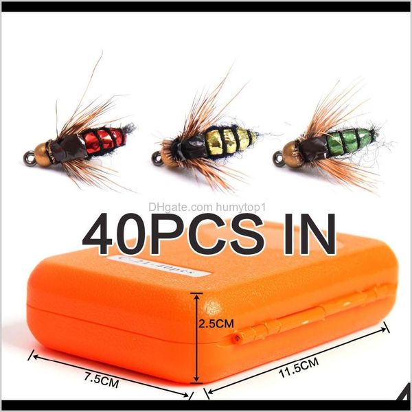 

40pcs/box fly fishing hook fly tying fishing lure kit dry flies hooks feather wing artificial bait lures set csza9 yixwq