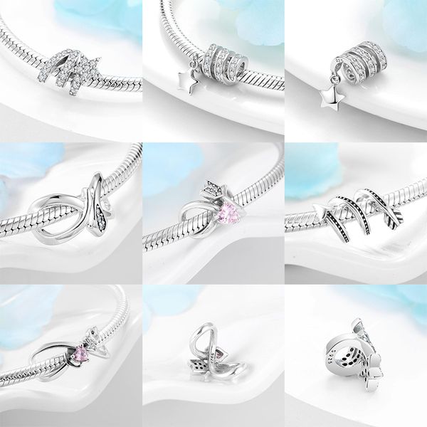

fit original charm european charms spiral shape 925 sterling silver beads for jewelry bracelet bangle making q0531, Black