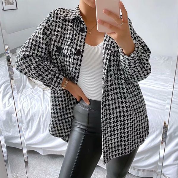 

2021 new autumn plaid long sleeve jackets women casual turn-down collar single-breasted coat female ladies office outerwear tqim, Black;brown