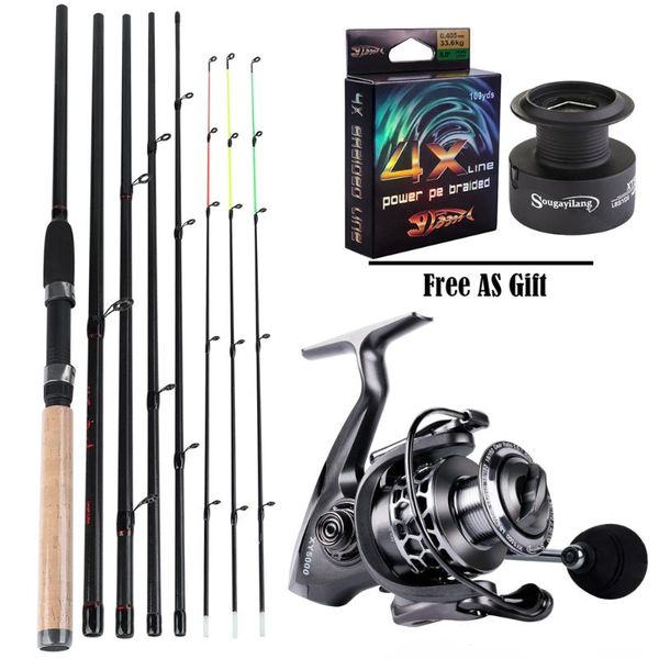 

sougayilang 3.0m feeder carbon rod sets with spinning fishing reel 3 sections l m h power fishing rod combon feeder pesca