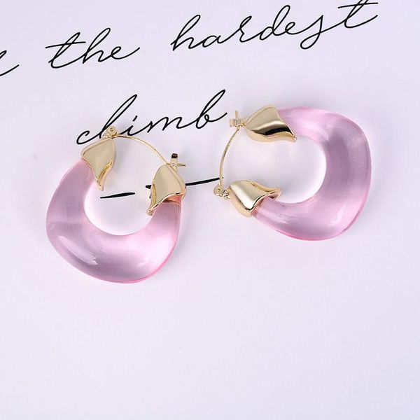 

hoop & huggie 2021 colorful transparent resin irregular geometric earrings gold color metal women girls party travel jewelry, Golden;silver