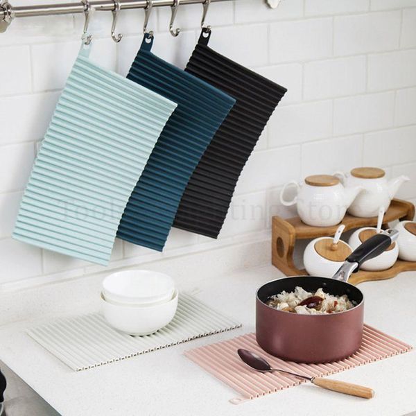 

mats & pads silicone dish drying mat heat resistant table placemat kitchen pad for cups non-slip pot holder