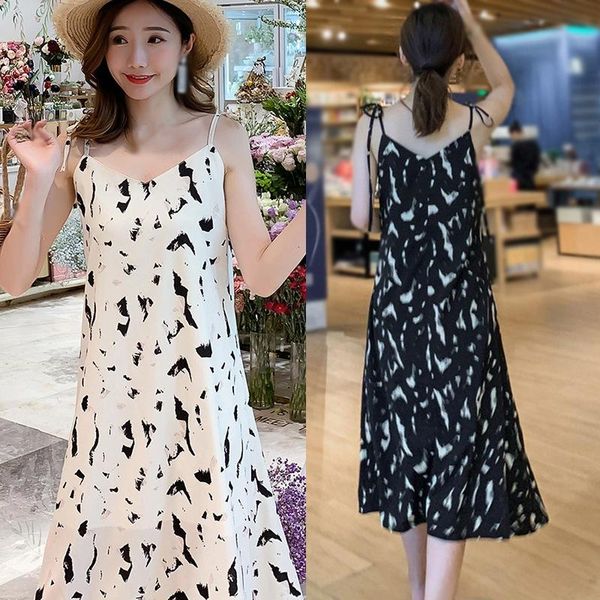 

women's swimwear korean style high waist chiffon sling slim printing pleated color fashion loose slip vest blouse camisole, White;black