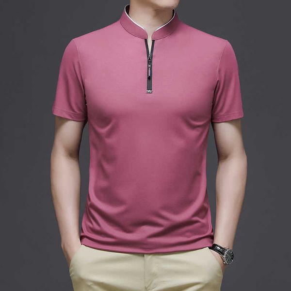 

summer tshirt men's business casual half collar zipper polo, White;black