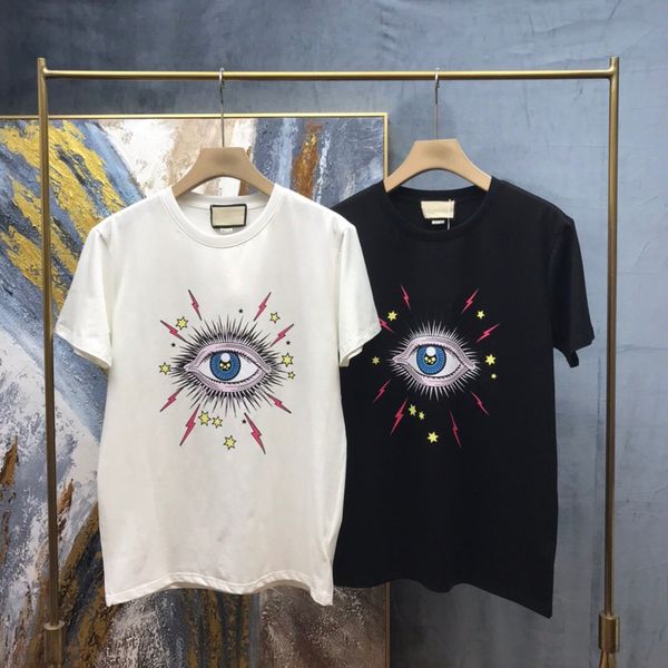

2020 spring summer europe italy big eye print tshirt fashion mens designer t shirts women cotton short sleeve top, White;black