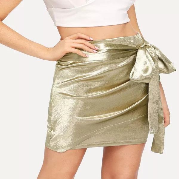 

skirts bow bandage golden half-body skirt woman, Black