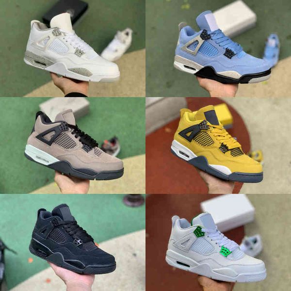 

university blue 4 4s basketball shoes mens women cream sail desert moss white oreo lightnings union taupe haze what the black cement cat tra