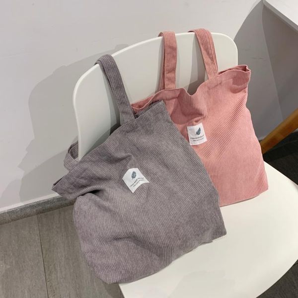 

waist bags women's shoulder bag corduroy solid color canvas reusable shopping casual tote female handbag drop
