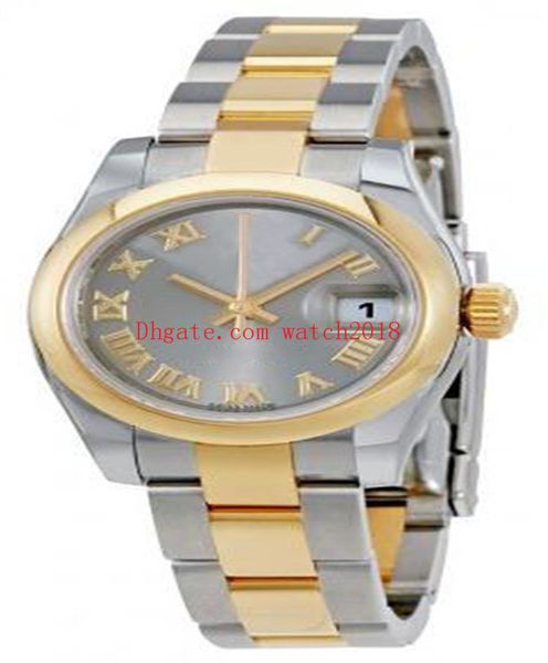 

luxury women's watches calendar 278241 31mm romen gray dial stainless steel bracelet mechanical automatic ladies wristwatches original, Slivery;brown