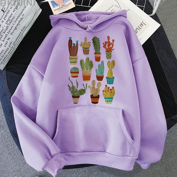 

women's hoodies & sweatshirts cactus plant hoodie kpop sudaderas clothes harajuku aesthetic purple women 2021 winter fashion y2k sweat, Black
