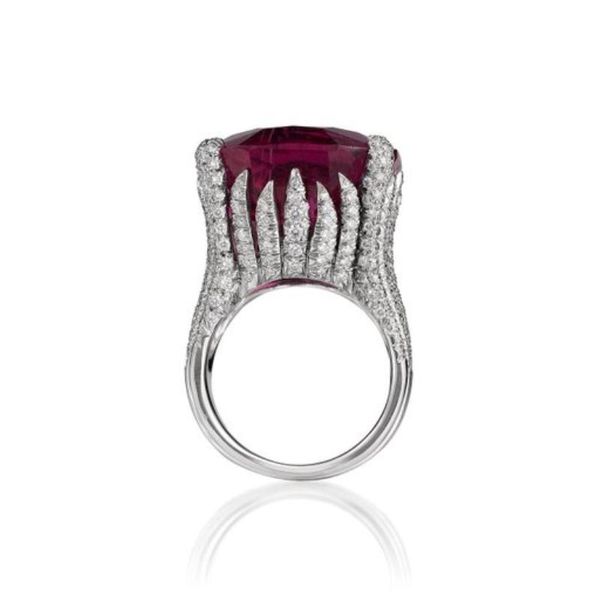 

cluster rings fashion large red stone bright stripe for women girls party cocktail couple wedding jewelry stes l4c118, Golden;silver