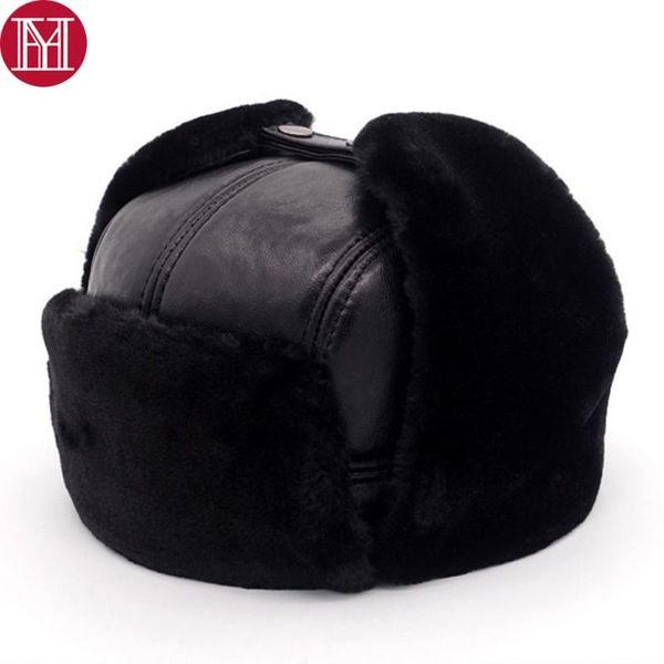 

berets 2021 men 100% natural real sheepskin leather bomber hats male casual winter warm cap russia caps, Blue;gray