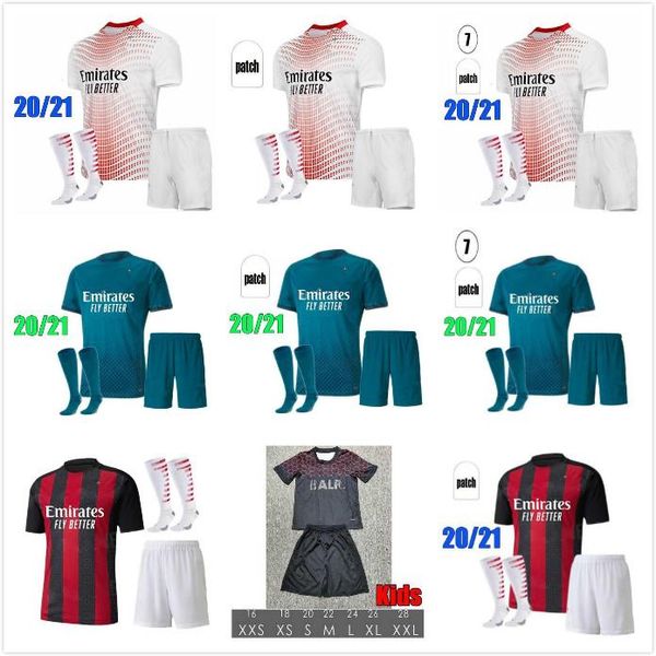

20 21 milan soccer jersey kits ac 2020 2021 ibrahimovic piatek football shirt paqueta bennacer theo tonali camisa de futebol sets uniforms, Black