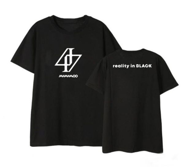 

women's t-shirt mamamoo reality in black same printing o neck short sleeve t shirt kpop summer style 4 colors, White