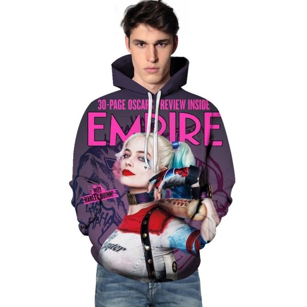 

autumn new clown 3d printed round neck sweater hooded trendy men's, Black