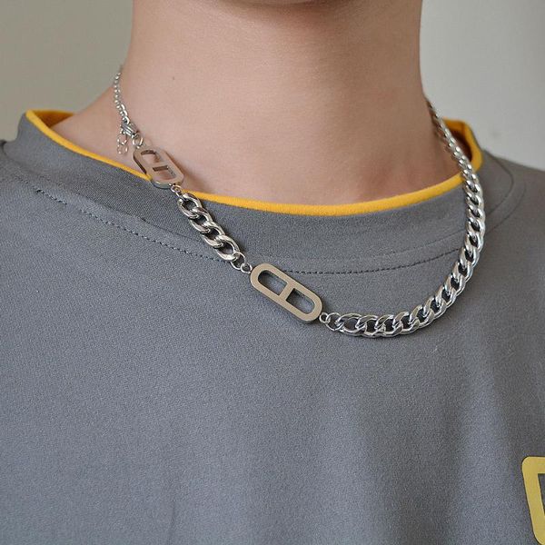 

chokers trendy personality hiphop punk choker necklace fashion thick titanium steel cuban chain necklaces for women men jewelry, Golden;silver