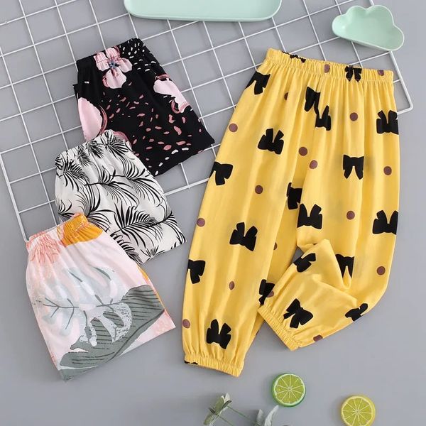 

summer baby boys girls fashion beach pants kids thin pajama pants childrens elastic waist print trousers girl casual loose pant, Blue