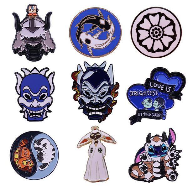 

pins, brooches avatar last airbender enamel pin tui and la appa aang pins prince zuko blue spirit kabuki mask brooch badge, Gray