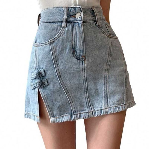 

summer low waist a line denim skirt women mini jeans skirts korean style casual faldas mujer 210601, Black