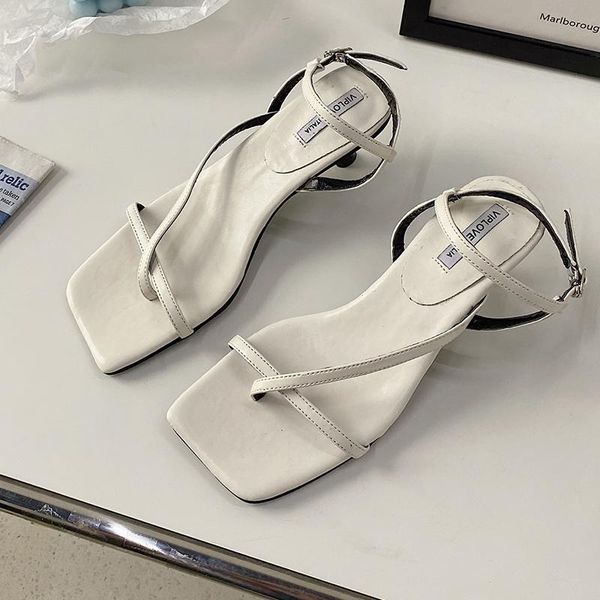 

sandals women fashion narrow band 2021 summer ladies thin heel casual shoes female square toe gladiator, Black
