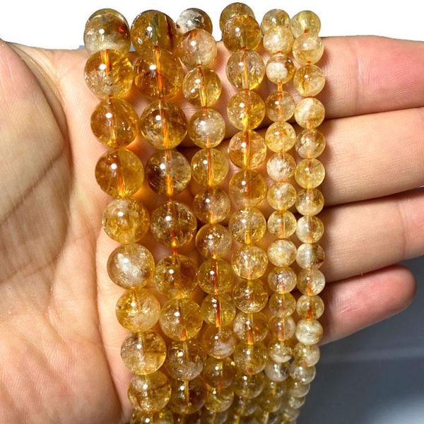

other ywrole 100% natural yellow citrines round stone beads for jewelry making diy bracelet necklace 4/6/8/10/12mm 15''