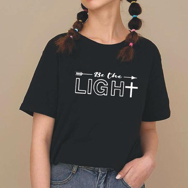 

women's t-shirt fashion be the ligh letters printing women summer short sleeve hipster shirt tee femme funny tshirt, White