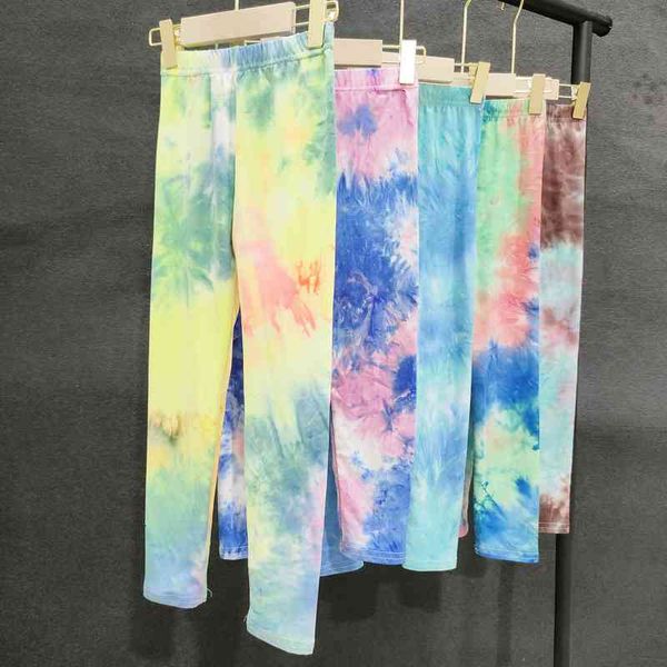 

childrens pants girls elastic leggings color graffiti printed baby pants 2-11t summer feet, Blue