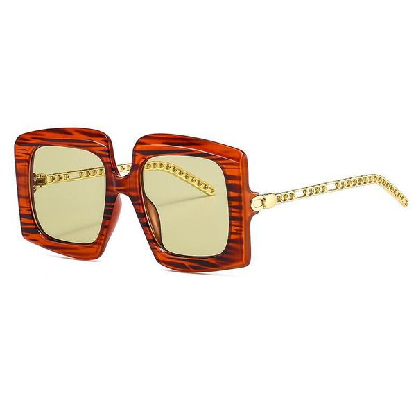 

sunglasses metal chain glasses legs oversized square for women stripe 2021 trendy gradient female sun vintage goggles, White;black