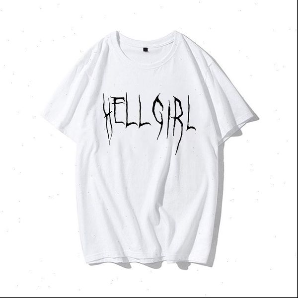 

summer female t shirt hell girl female punk goth print three way hip hop o neck short sleeve ulzzang alphabet retro, White