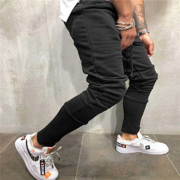 

men's pants solid color mens designer thick drawstring full pencil skinny fashion casual trousers, Black