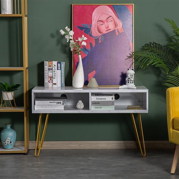 

other furniture household decoration marble iron foot [106 x50 x62.5cm] white tv cabinet