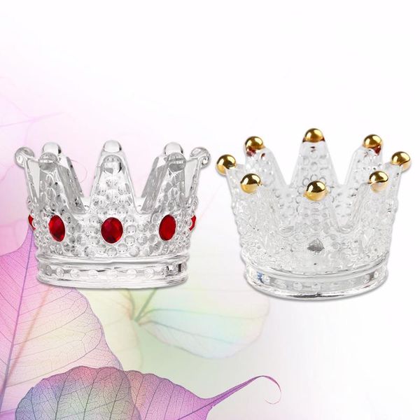 

candle holders 2pcs glass crown candlestick decor personality tealight cup crystal shaped ashtray manual mini