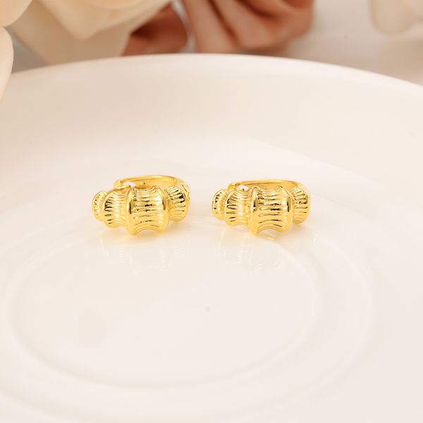 

9k yellow fine solid gold hoop earrings shiny bamboo round, Golden;silver