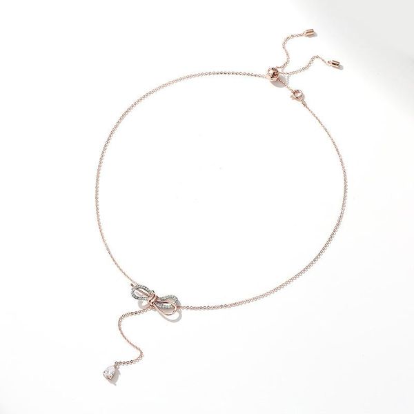 

pendant necklaces potcet korea 2021 fashion trend women's butterfly zircon necklace stranded bone chain jewelry, Silver