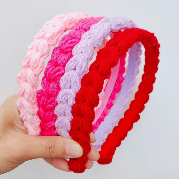 

hair accessories 1pcs diy handmade pure hand woven wool headband fashion, Slivery;white