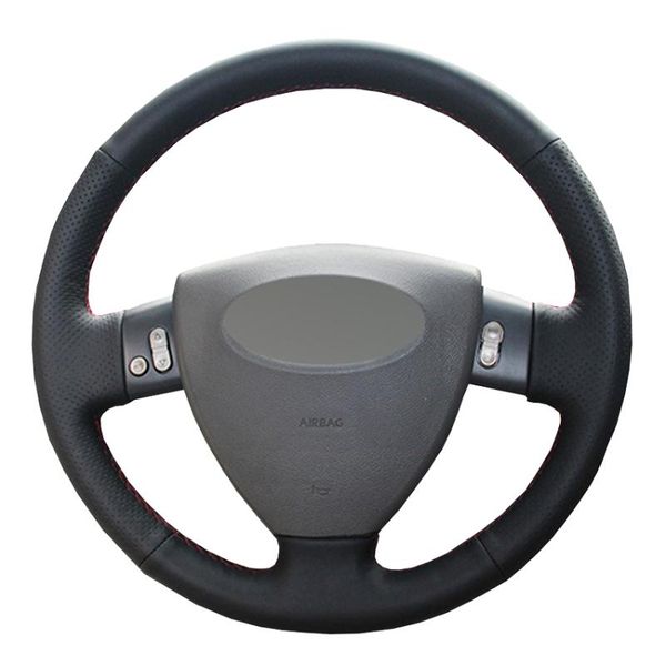

steering wheel covers black genuine leather hand-stitched car cover for chery a3 2008-2010 old