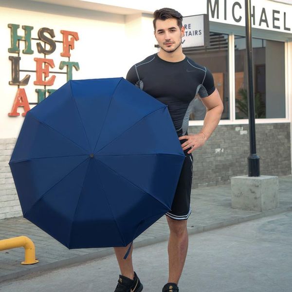 

umbrellas folding automatic umbrella male large windproof 10k sun protection wooden handle paraguas men's