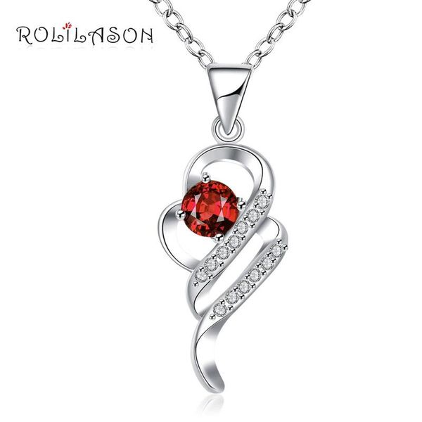 

pendant necklaces rolilasona special design cubic zirconia red crystal classic fashion silver necklace pendants lns654