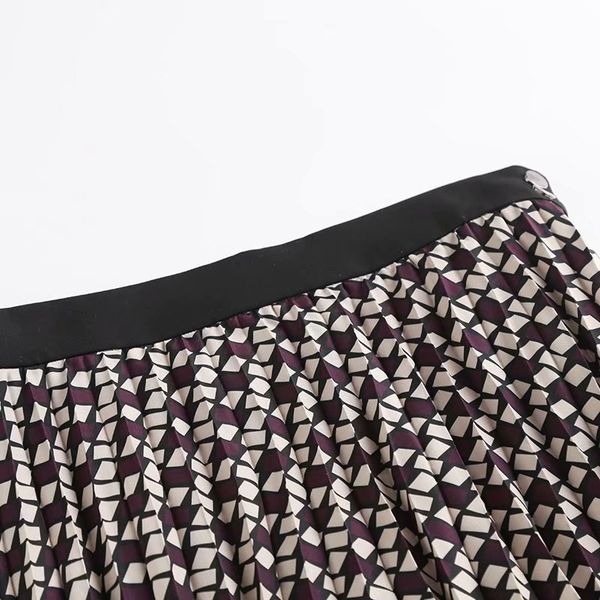 

2021 new ies.1102 english geometry prints spring skirts jupe women exit kv4l, Black