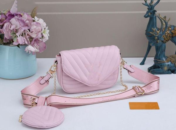 

designer 2021 two-piece shoulder bag coin purse new fashion slung single ladies gold chain pu flip small square messenger bags
